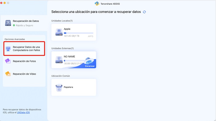 Te permite recuperar los archivos de la computadora fallida