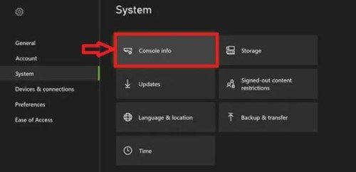 navigate to console info