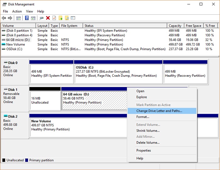 change drive letters and paths