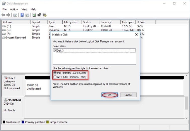 initialize external hard drive
