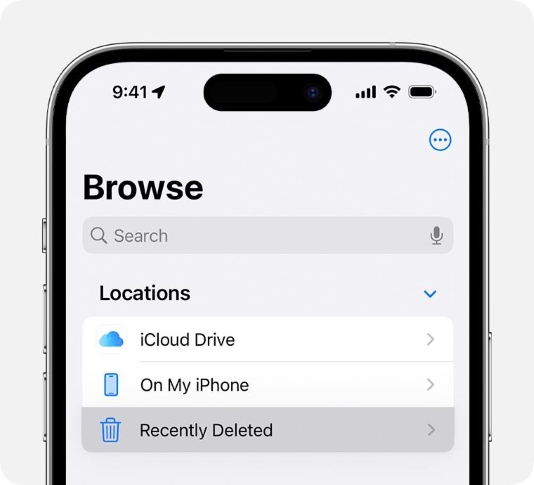 recently deleted under locations