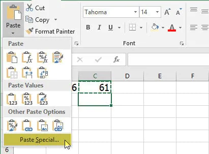 Usa l'opzione Incolla speciale
