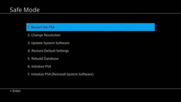 start the ps4 in safe mode