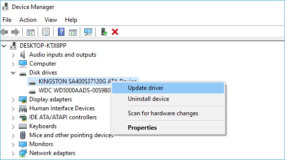 update/reinstall device driver