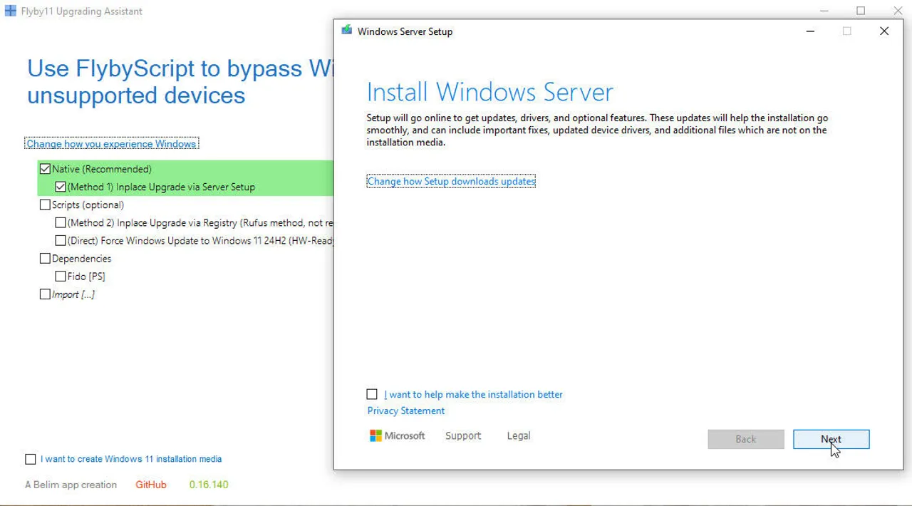 start the installation
