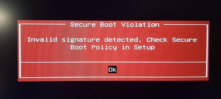 secure boot violation invalid signature detected