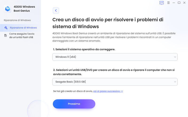 select usb to create